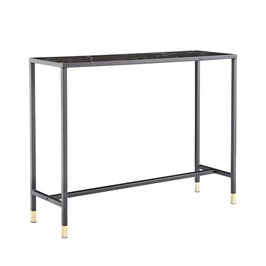 VENTURE DESIGN Dipp Beistelltisch – schwarzes Glas und Metall (100x30)