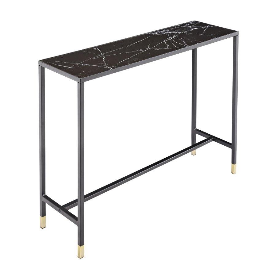 VENTURE DESIGN Dipp Beistelltisch – schwarzes Glas und Metall (100x30)