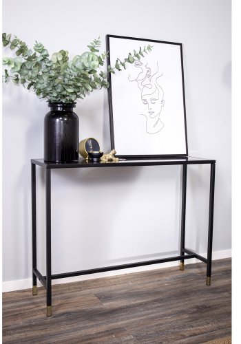 VENTURE DESIGN Dipp Beistelltisch – schwarzes Glas und Metall (100x30)