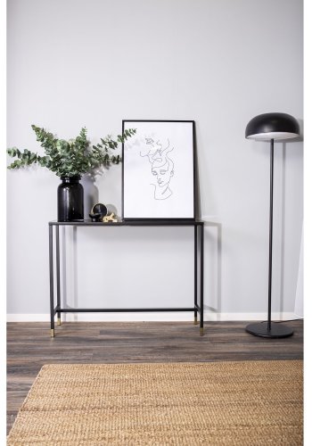 VENTURE DESIGN Dipp Beistelltisch – schwarzes Glas und Metall (100x30)