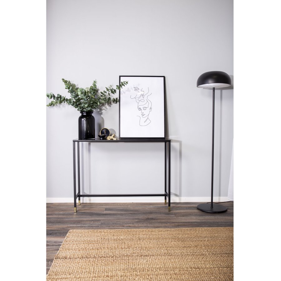 VENTURE DESIGN Dipp Beistelltisch – schwarzes Glas und Metall (100x30)