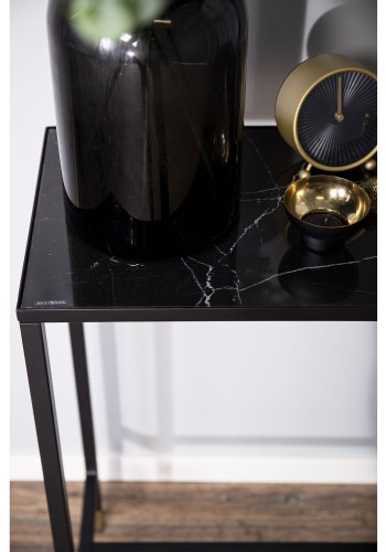 VENTURE DESIGN Dipp Beistelltisch – schwarzes Glas und Metall (100x30)