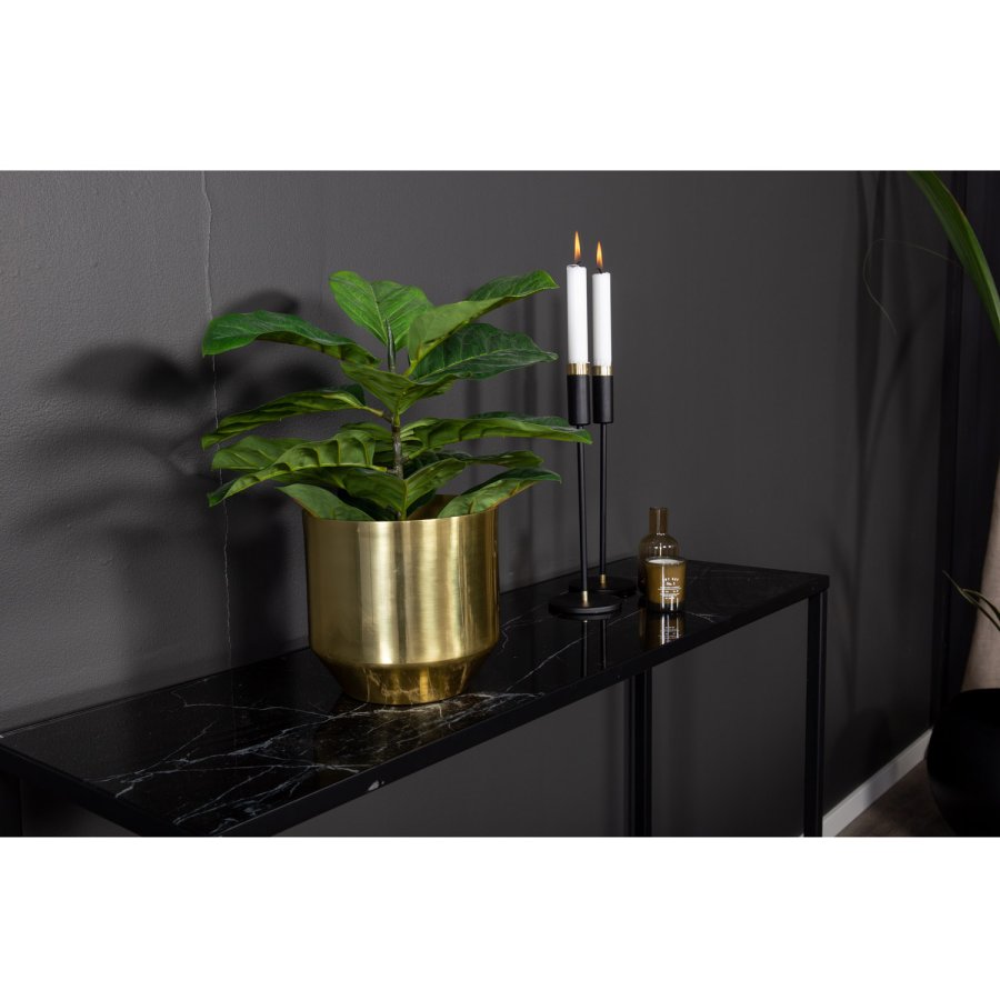 VENTURE DESIGN Dipp Beistelltisch – schwarzes Glas und Metall (100x30)