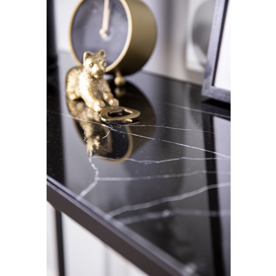 VENTURE DESIGN Dipp Beistelltisch – schwarzes Glas und Metall (100x30)