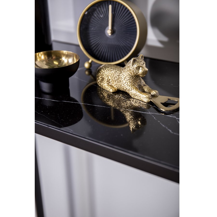 VENTURE DESIGN Dipp Beistelltisch – schwarzes Glas und Metall (100x30)