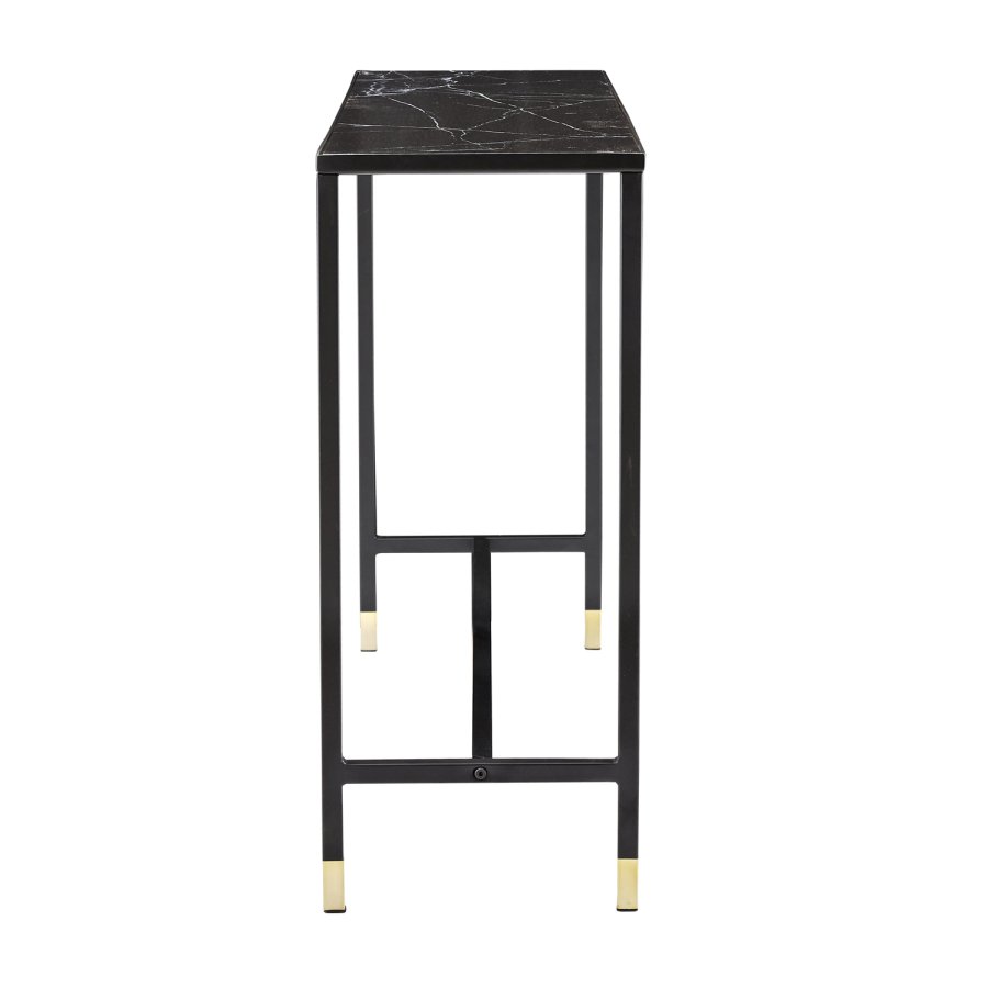 VENTURE DESIGN Dipp Beistelltisch – schwarzes Glas und Metall (100x30)