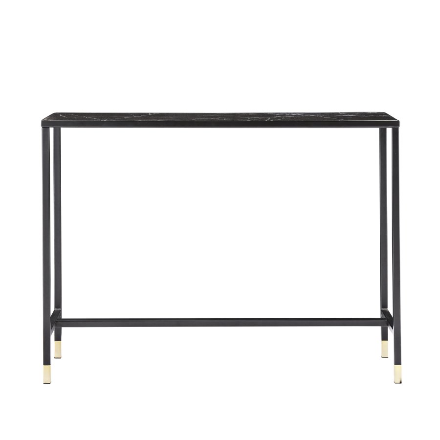 VENTURE DESIGN Dipp Beistelltisch – schwarzes Glas und Metall (100x30)