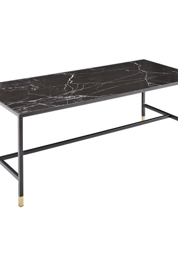 VENTURE DESIGN Dipp Couchtisch – schwarzes Glas und Metall (130x60)