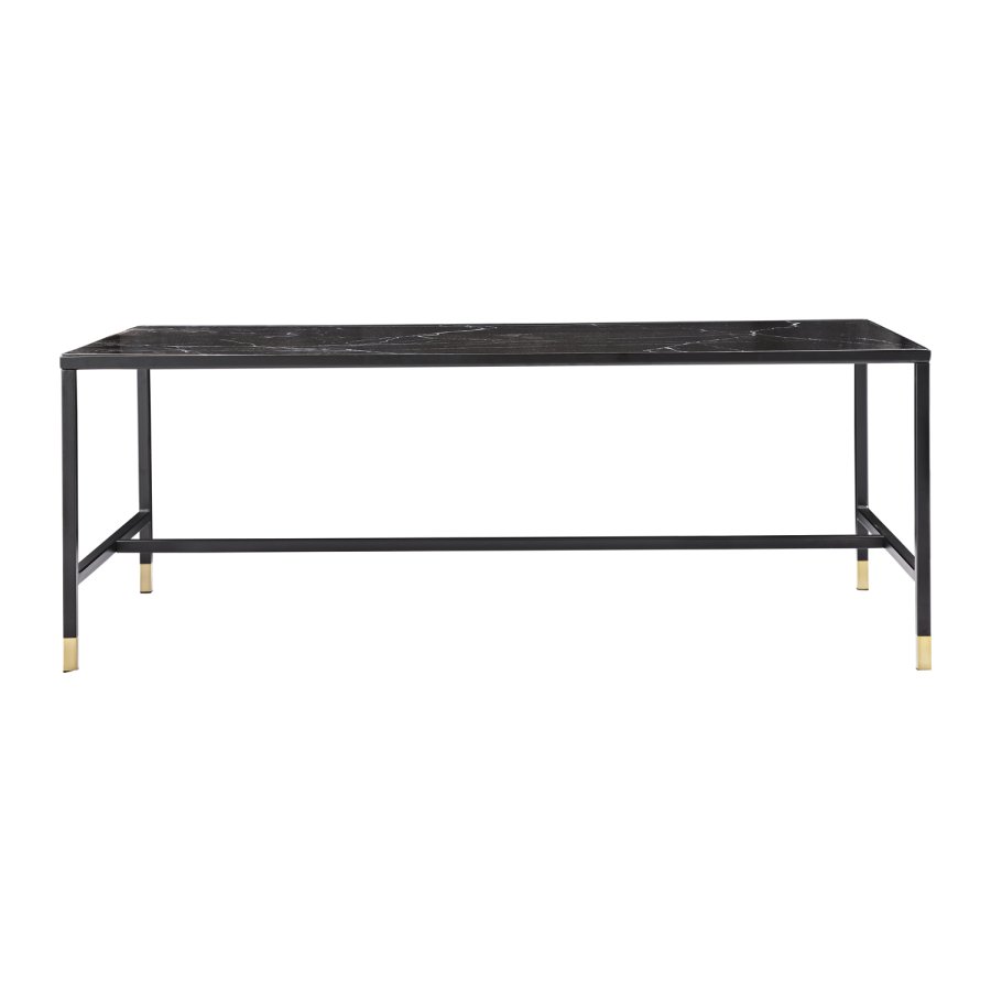 VENTURE DESIGN Dipp Couchtisch – schwarzes Glas und Metall (130x60)