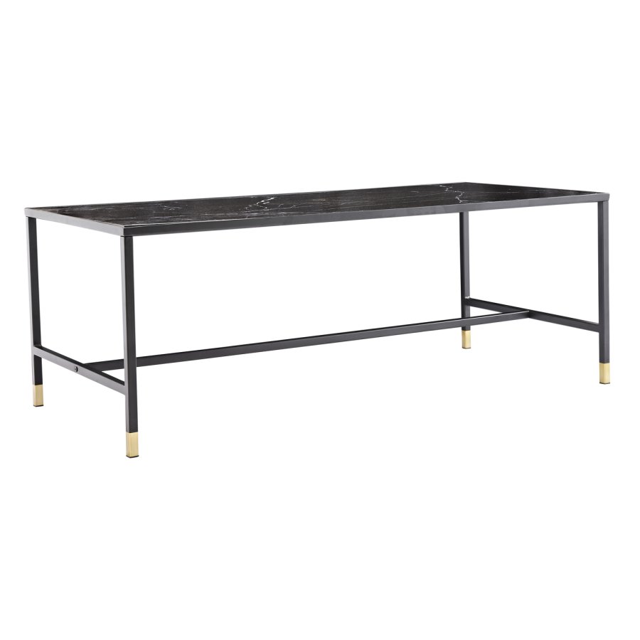 VENTURE DESIGN Dipp Couchtisch – schwarzes Glas und Metall (130x60)