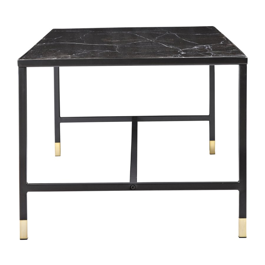 VENTURE DESIGN Dipp Couchtisch – schwarzes Glas und Metall (130x60)