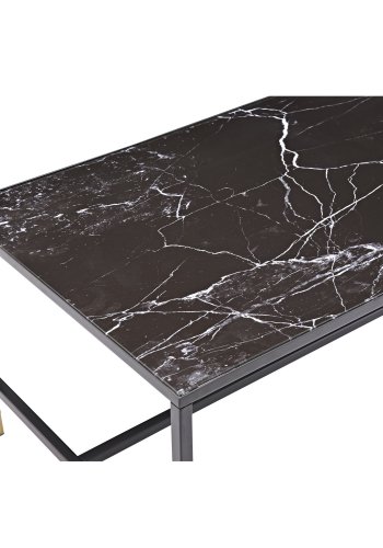 VENTURE DESIGN Dipp Couchtisch – schwarzes Glas und Metall (130x60)