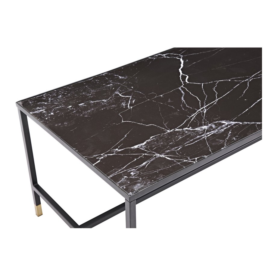 VENTURE DESIGN Dipp Couchtisch – schwarzes Glas und Metall (130x60)