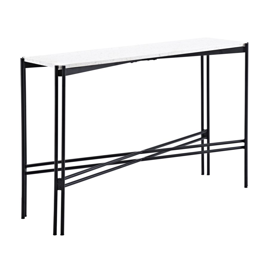 VENTURE DESIGN Razzia sidebord - hvit terrazzo og svart metall (110x30)