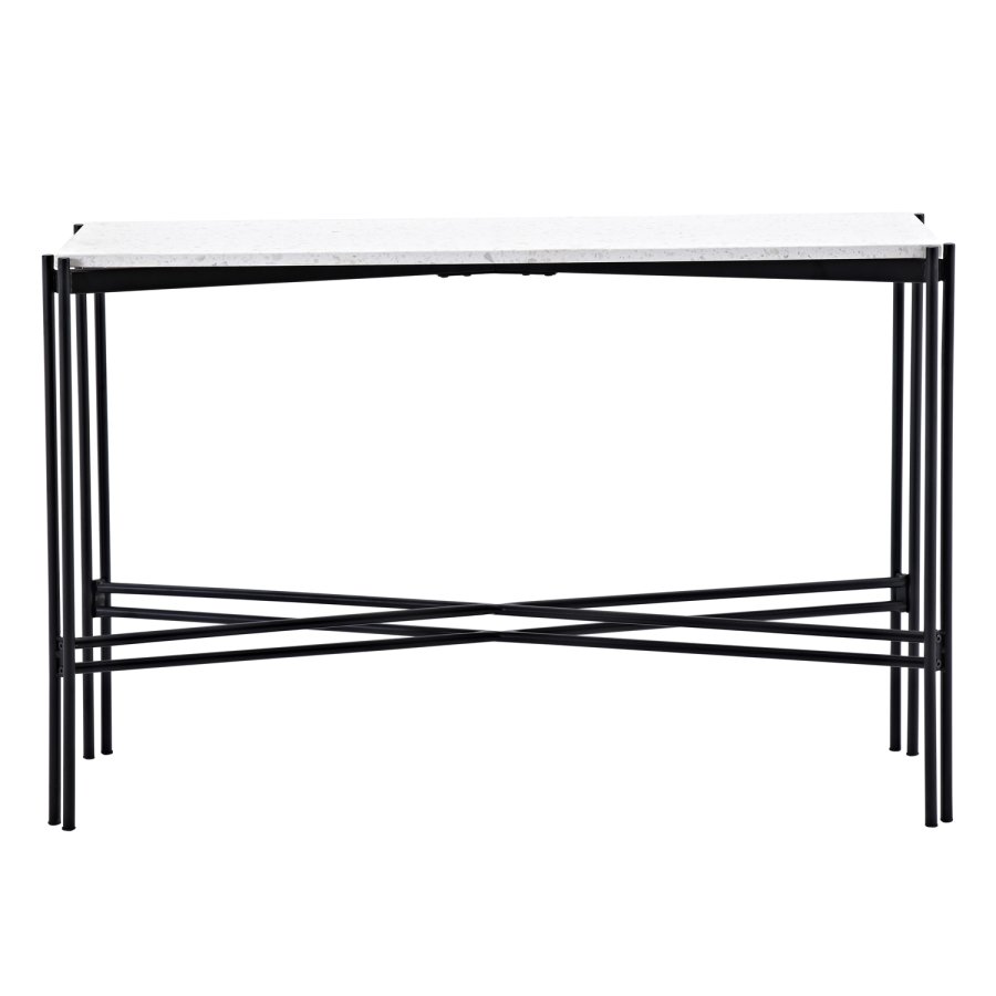 VENTURE DESIGN Razzia sidebord - hvit terrazzo og svart metall (110x30)