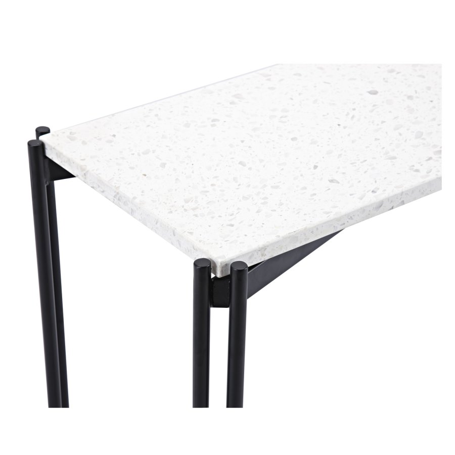VENTURE DESIGN Razzia sidebord - hvit terrazzo og svart metall (110x30)