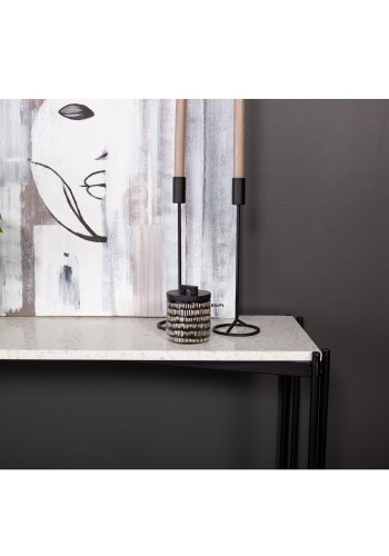 VENTURE DESIGN Razzia sidebord - hvit terrazzo og svart metall (110x30)