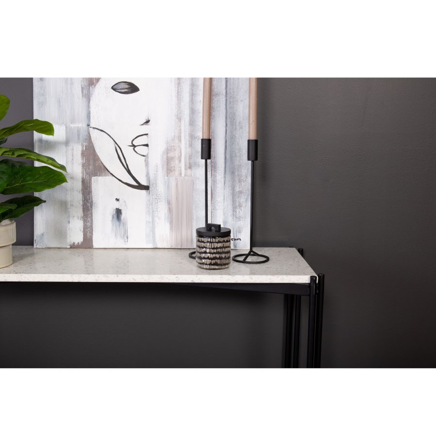 VENTURE DESIGN Razzia sidebord - hvit terrazzo og svart metall (110x30)