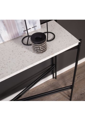 VENTURE DESIGN Razzia sidebord - hvit terrazzo og svart metall (110x30)