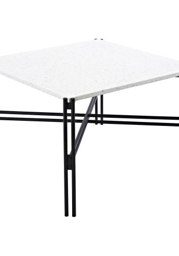 VENTURE DESIGN Razzia salongbord - hvit terrazzo og svart metall (75x75)