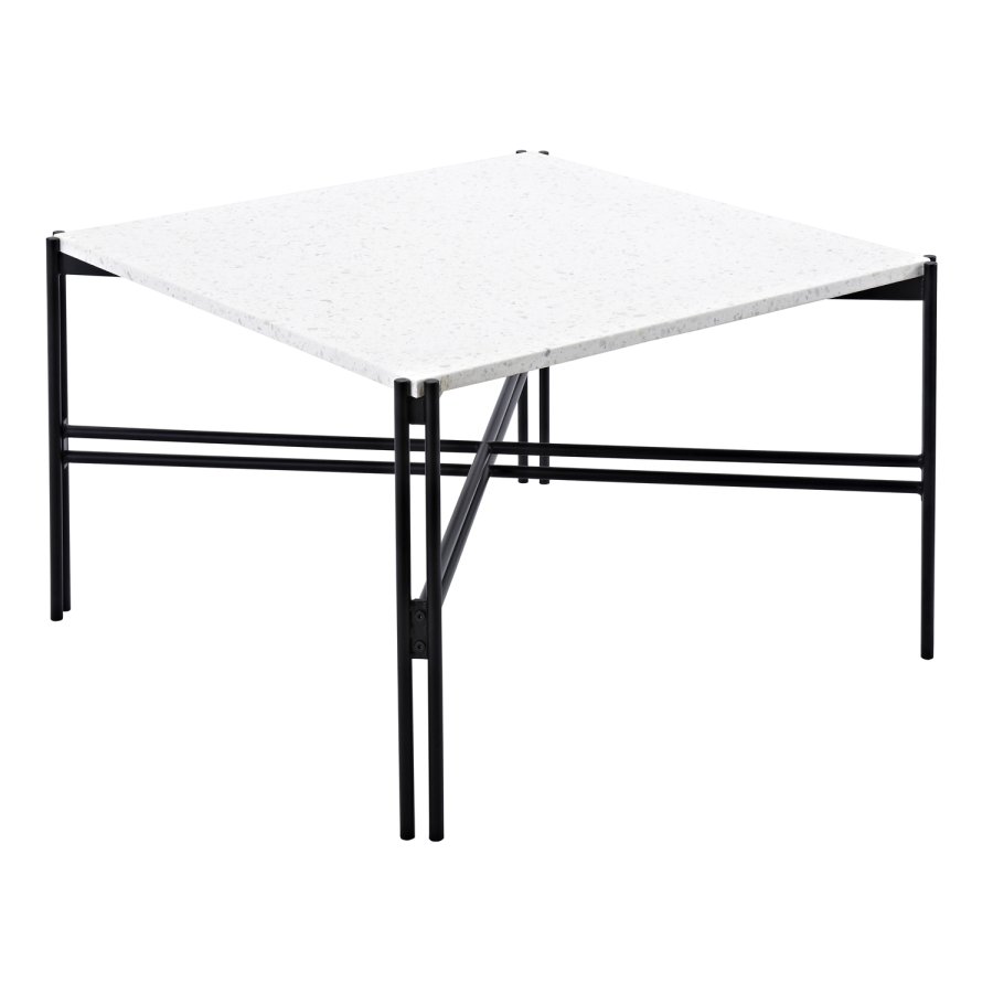 VENTURE DESIGN Razzia salongbord - hvit terrazzo og svart metall (75x75)
