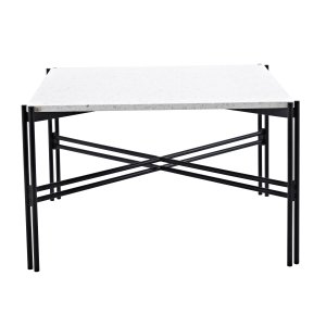 VENTURE DESIGN Razzia Soffbord - Vit Terrazzo och Svart Metall (75 x 75 cm)