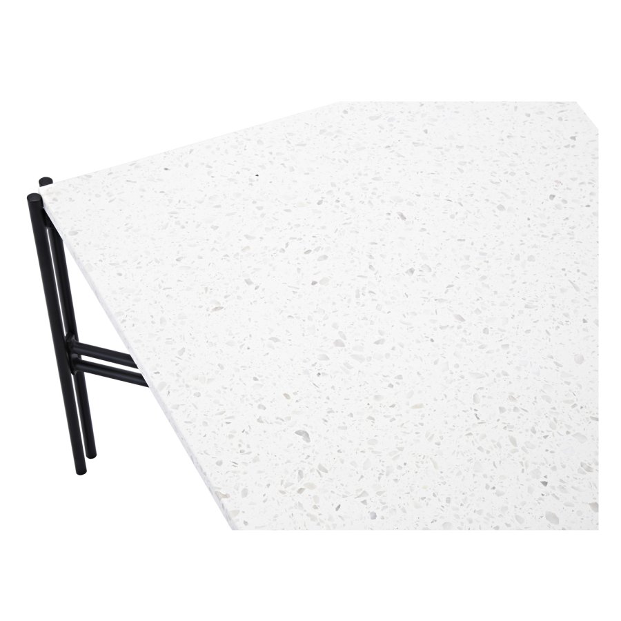 VENTURE DESIGN Razzia salongbord - hvit terrazzo og svart metall (75x75)