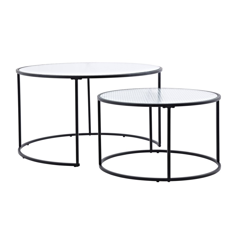 VENTURE DESIGN Twin innsatsbord - klart glass og svart metall (sett med 2)