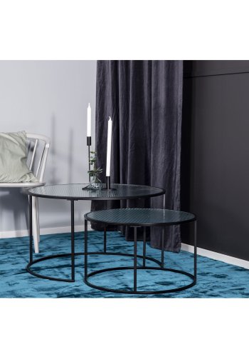 VENTURE DESIGN Twin innsatsbord - klart glass og svart metall (sett med 2)