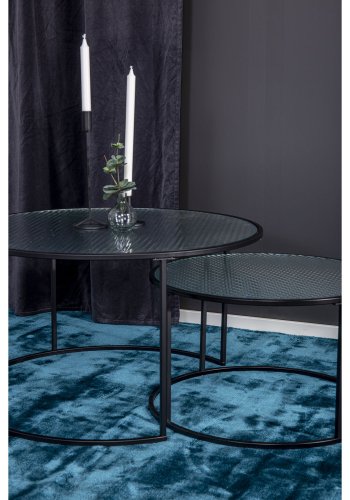 VENTURE DESIGN Twin innsatsbord - klart glass og svart metall (sett med 2)