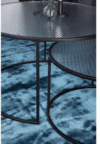 VENTURE DESIGN Twin innsatsbord - klart glass og svart metall (sett med 2)