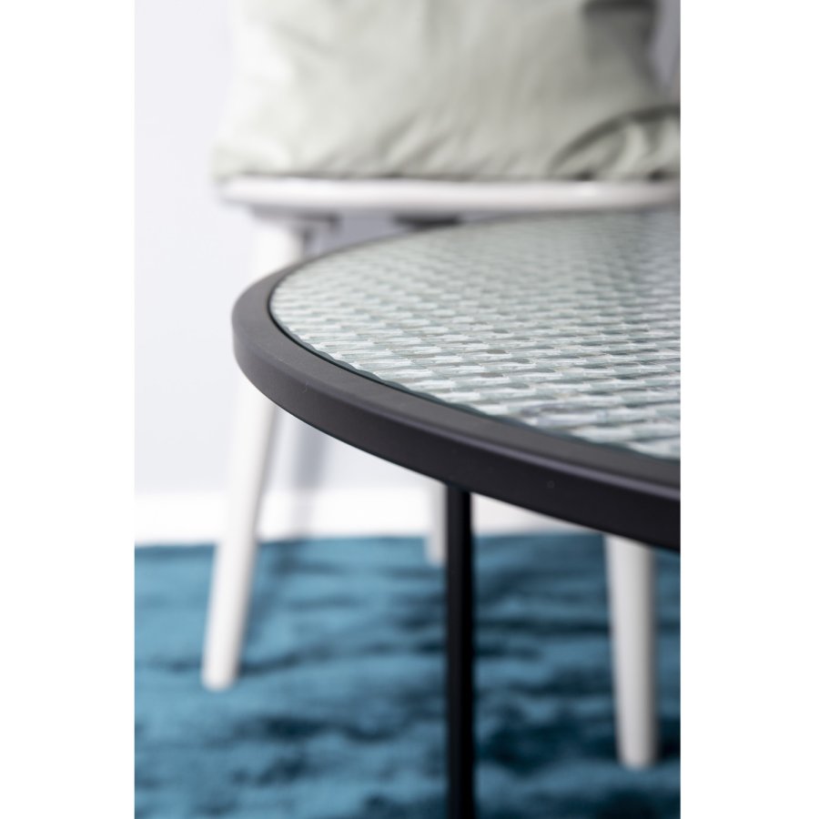 VENTURE DESIGN Twin innsatsbord - klart glass og svart metall (sett med 2)