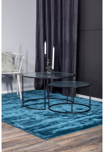 VENTURE DESIGN Twin innsatsbord - klart glass og svart metall (sett med 2)