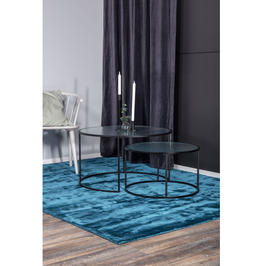 VENTURE DESIGN Twin innsatsbord - klart glass og svart metall (sett med 2)