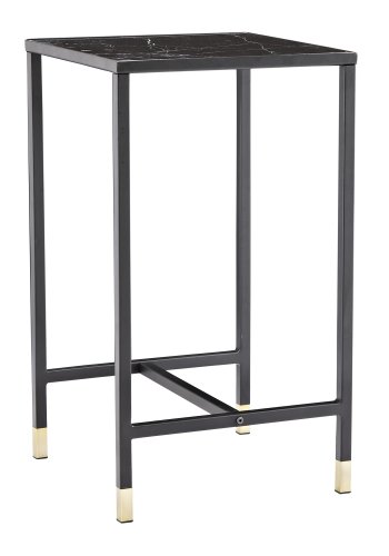 VENTURE DESIGN Dipp Beistelltisch - schwarzes Glas und Metall (40x40)