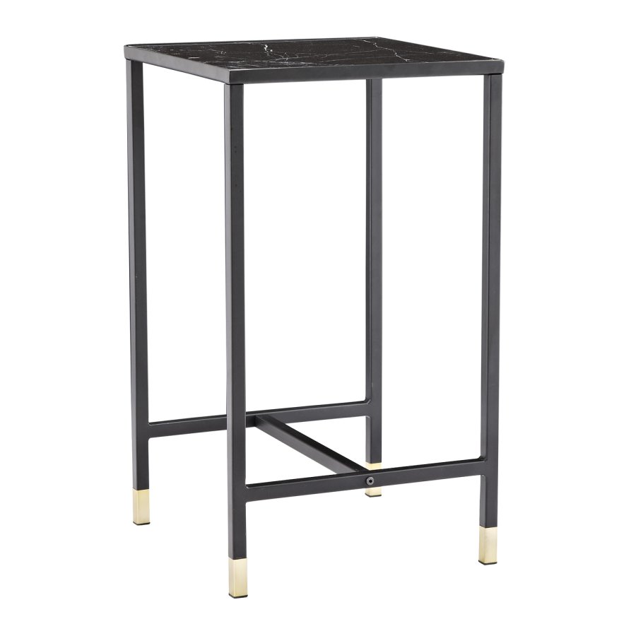 VENTURE DESIGN Dipp Beistelltisch - schwarzes Glas und Metall (40x40)