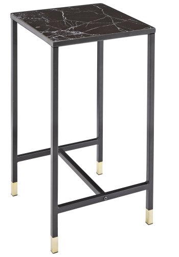 VENTURE DESIGN Dipp Beistelltisch - schwarzes Glas und Metall (40x40)