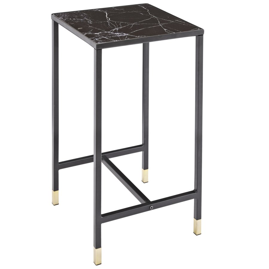 VENTURE DESIGN Dipp Beistelltisch - schwarzes Glas und Metall (40x40)