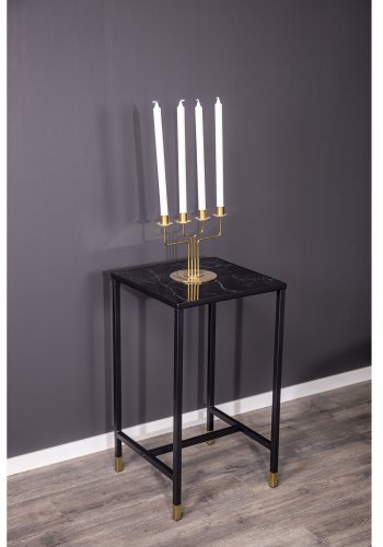 VENTURE DESIGN Dipp Beistelltisch - schwarzes Glas und Metall (40x40)