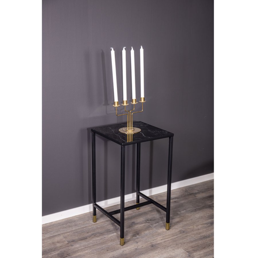 VENTURE DESIGN Dipp Beistelltisch - schwarzes Glas und Metall (40x40)