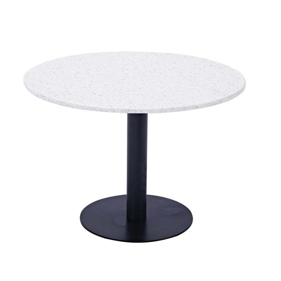 VENTURE DESIGN Razzia spisebord - hvit terrazzo og svart metall (106)