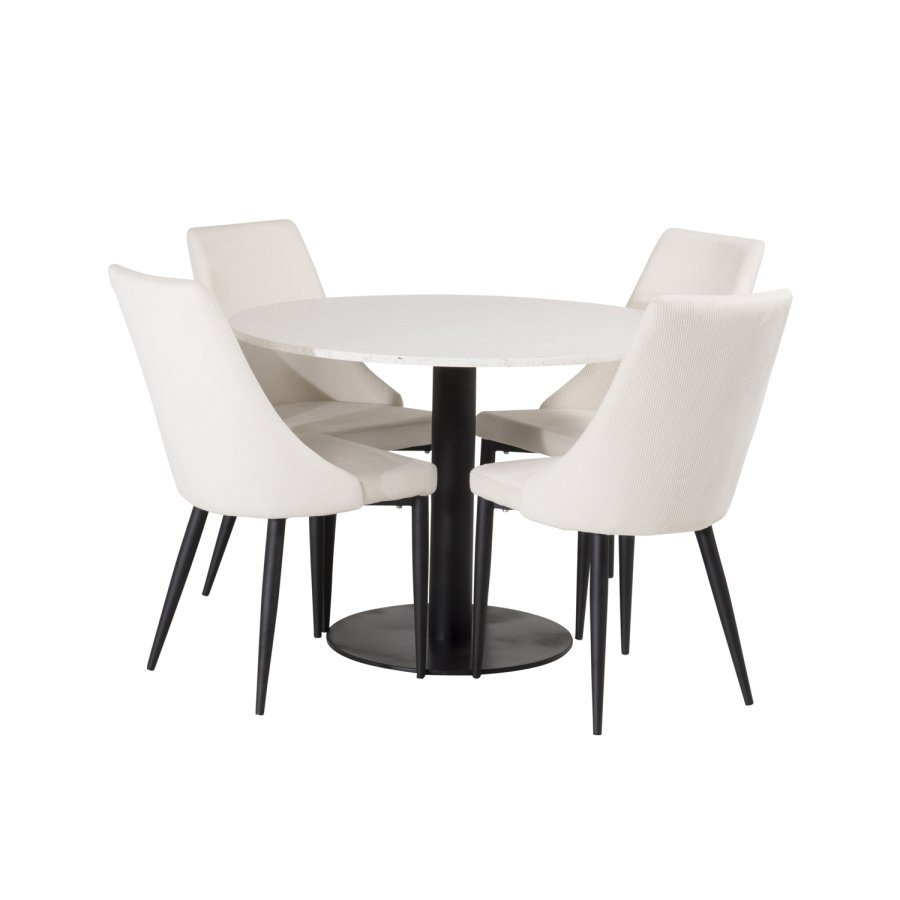 VENTURE DESIGN Razzia spisebord - hvit terrazzo og svart metall (106)