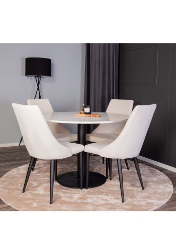 VENTURE DESIGN Razzia spisebord - hvit terrazzo og svart metall (106)