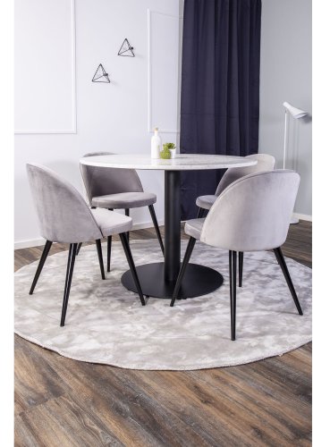 VENTURE DESIGN Razzia spisebord - hvit terrazzo og svart metall (106)