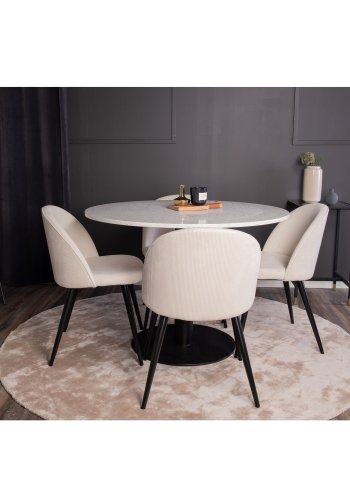 VENTURE DESIGN Razzia spisebord - hvit terrazzo og svart metall (106)