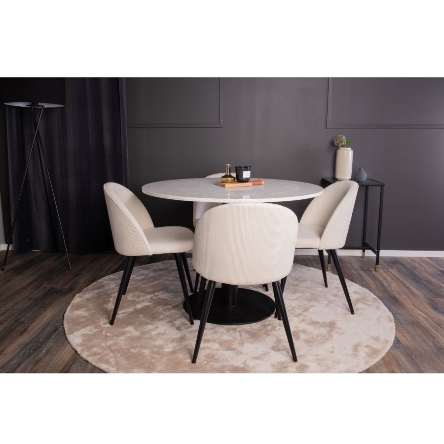 VENTURE DESIGN Razzia spisebord - hvit terrazzo og svart metall (106)