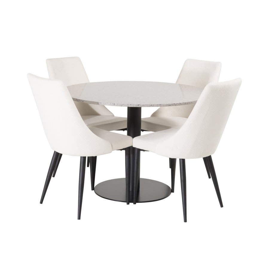 VENTURE DESIGN Razzia spisebord - gr terrazzo og svart metall (106)