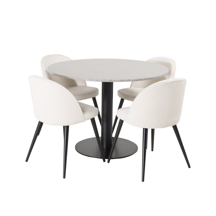 VENTURE DESIGN Razzia spisebord - gr terrazzo og svart metall (106)