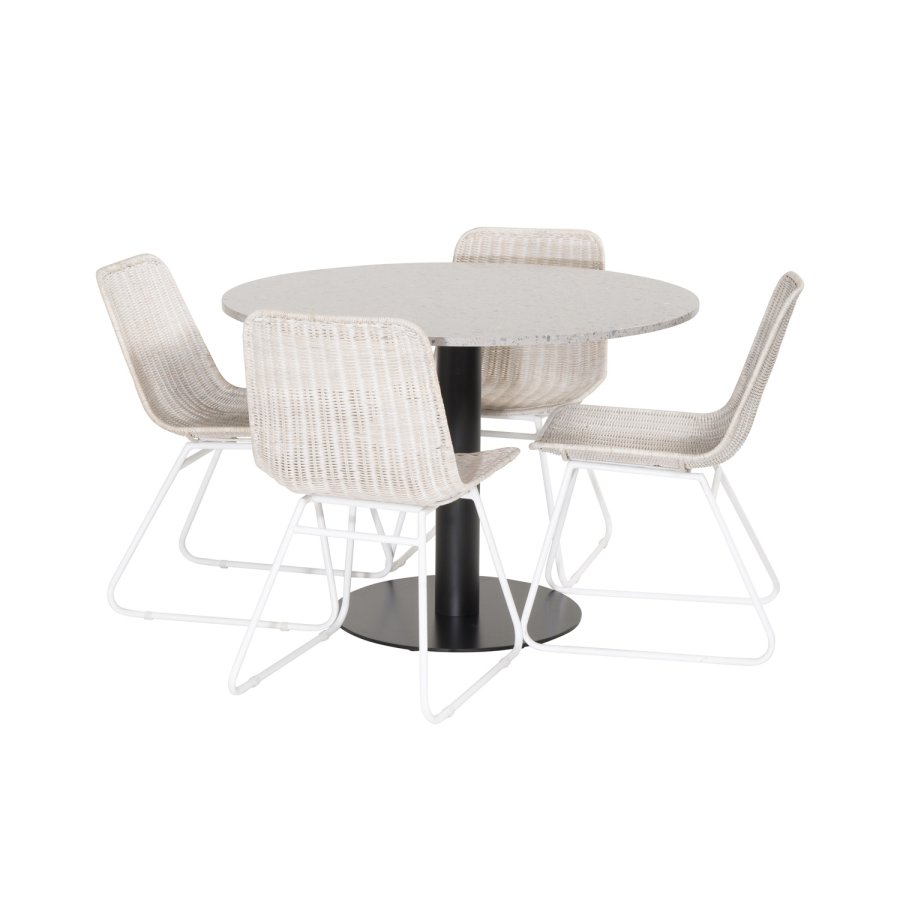 VENTURE DESIGN Razzia spisebord - gr terrazzo og svart metall (106)