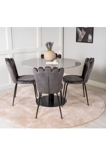 VENTURE DESIGN Razzia spisebord - gr terrazzo og svart metall (106)